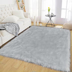 Latepis Gray Rugs for Living Room 5x6.7 Fluffy Shag Rug Washable Faux Fur Fuzzy Shaggy Rug for Bedroom Dorm Throw Rugs Home Decor Rectangle