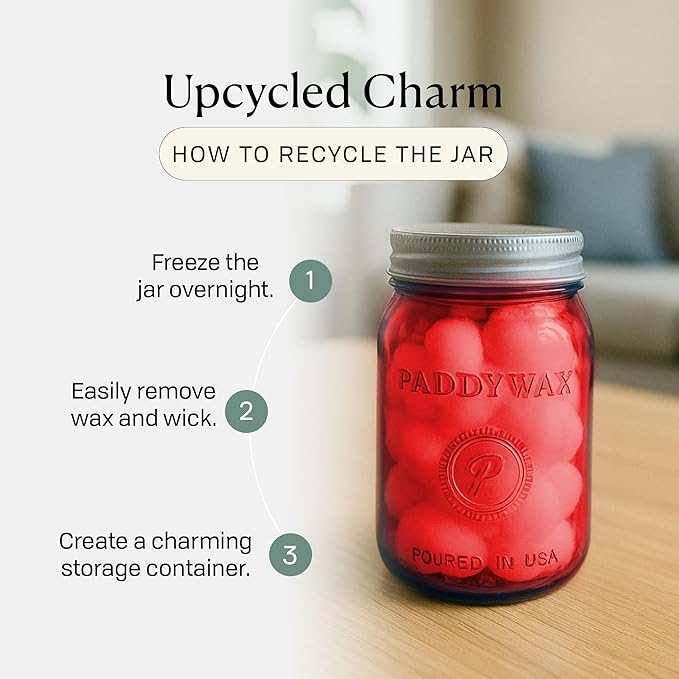 Paddywax Scented Candles Relish Collection Soy Wax Artisan Candle in Glass Jar with Lid, 9.5-Ounce, Pomegranate + Spruce