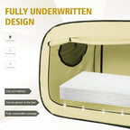 Bed Tent Twin Bed Canopy Portable Dream Tent for Adult Indoor Sleeping Tents with 2 Doors Breathable Private Space Tents, Pale Yellow
