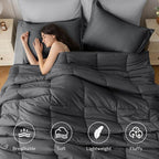 JOLLYVOGUE California King Comforter Set, Ultra-Soft Bed in a Bag Cal King Size 7 Pieces, Oeko-TEX Certified Bedding Set With Down Alternative Comforter, Sheets, Pillowcases & Shams, Dark & Light Grey