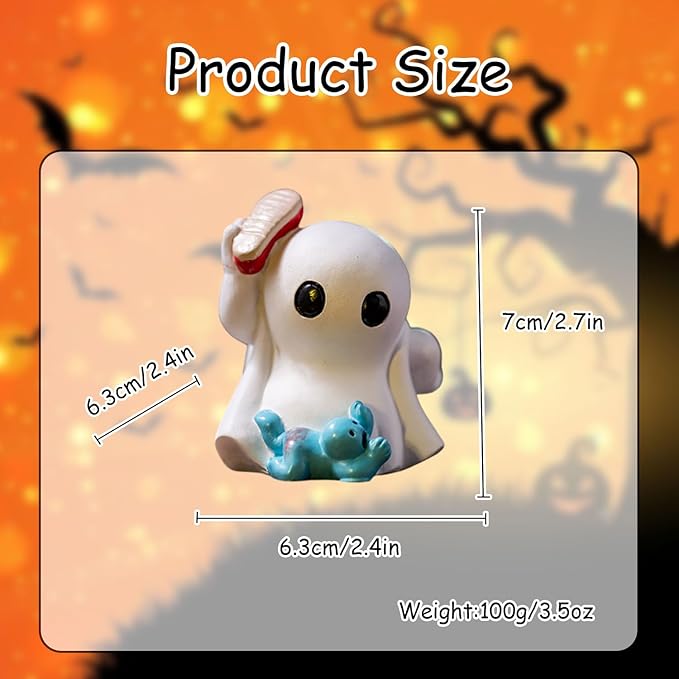 Halloween Mini Ghost Figurine, Funny Resin Ghost Statue, Cute Decor for Halloween Decorations Bookshelf, Terrace, Bedroom,Porch and Tabletop