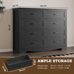 8-Drawer Dresser for Bedroom, Modern Wooden Chest of Drawers with Metal Handles, Anti-Tipping Design, Sturdy and Stable Storage Organizer for Living Room, Entryway, Home Office