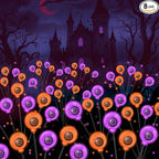 VOTTGO Halloween Solar Lights Outdoor, 8 Pack 48LED Scary Solar Eyeball Pathway Lights, 2 Modes Waterproof Swaying Solar Firefly Lights for Garden Yard Pathway Halloween Decorations, Purple + Orange