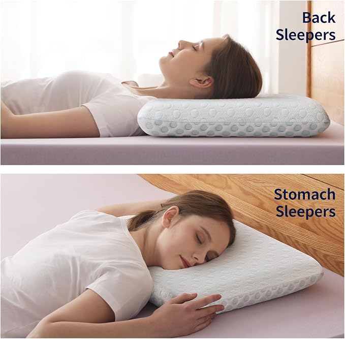 Ultra Thin Pillow 2.25" Stomach Sleeping, Gel Memory Foam Flat Pillow for Stomach and Back Sleepers, Slim Design Memory Foam Pillow with Two-Sided (CertiPUR-US, Standard Size)