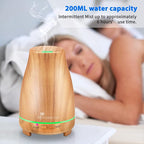 Diffuserlove Essential Oil Diffusers 200ML Diffuser Remote Control Aromatherapy Diffuser with 7 Color Lights, Auto Shut-Off for Bedroom Office Kitchen (Yellow Wood Grain)