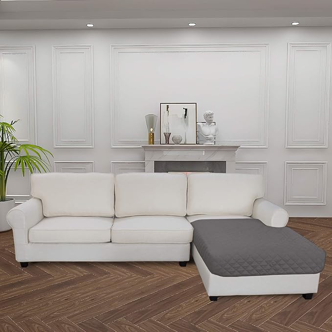 Easy-Going Sectional Couch Covers for Dogs L Shape Sofa Cover Reversible Sofa Slipcover Chaise Lounge Cover Furniture Protector Cover for Pets Dog Cat (42 x 68 inches, Gray/Gray)