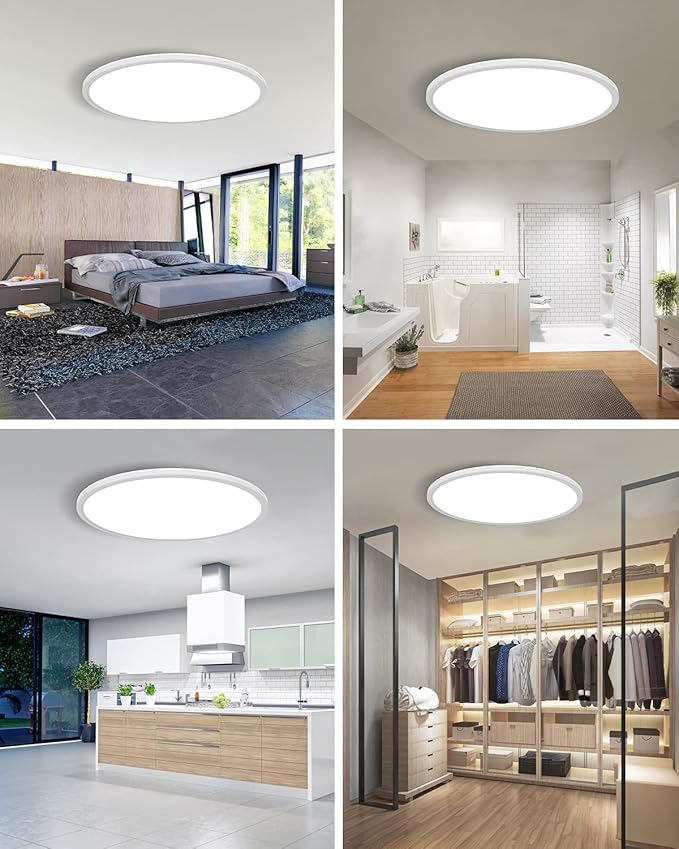 slochi 15.4 Inch 2 Pack Flush Mount LED Ceiling Light, 36W Ultra Thin LED Ceiling Light, 3000K/4500K/6000K 3 Color Temperature Low Profile Ceiling Light Fixtures for Bedroom, Kitchen, Living Room
