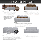 Easy-Going 8 Pieces Recliner Sofa Stretch Sofa Slipcover Sofa Cover Furniture Protector Couch Soft with Elastic Bottom Kids, Spandex Jacquard Fabric Small Checks Silver Gray