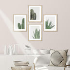 SIGNWIN Framed Green Cactus Snake Plant Wall Art, Set of 4 Collage Desert Landscape Wall Decor Prints, Nature Wilderness Wall Décor for Living Room, Bedroom - 8"x10" Natural