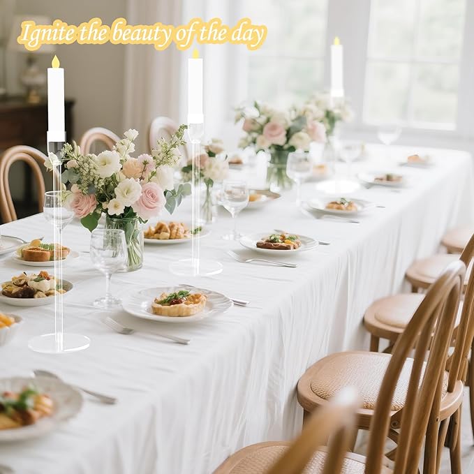 2 Sets Candlestick Holders 3 Piece Set Taper Candle Holder with Different Heights Ideal for Table Decor Party Home Decoration Fits 0.87" LED Stick Candles