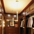 1-Light Modern Crystal Chandeliers LED Dimmable Pendant Lighting for Kitchen Island Dining Room Hallway