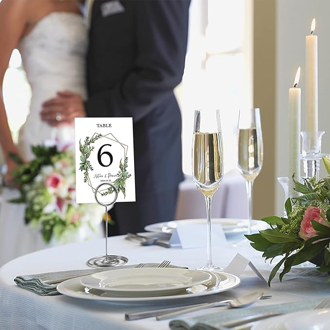 Table Number Holders 20Pcs - 3.35 Inch Place Card Holder Table Number Stands for Wedding Party Graduation Reception Restaurant Home Centerpiece Decorations Office Memo Picture Photo (Silver)