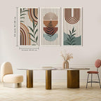 IARTTOP Large Abstract Geometric Wood Boho Wall Art Boho Wall Decor Set Mid Century Modern Wooden Wall Decor Bohemian Wall Art For Bedroom Living Room Office 16"x32"