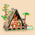 A-Frame Cabin Building Set, MOC Ideas Cabin House Collectible Model Kit with LED for Adults and Kids Age 12+, Gifts for Nature and Architecture Lovers (1486 Pcs)