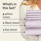 King Sheets Set 6 Piece - Includes 4 Pillowcases - Bed Sheets King Size - Soft Hotel Luxury Bedding - Cooling, Comfy & Breathable - 1 Flat & 1 Fitted & 4 Pillowcases w/ Deep Pockets - Light Lavender