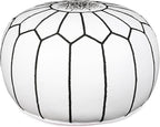 Marrakesh Gallery Genuine Leather Round Pouf Unstuffed - Moroccan Ottoman Footstool, Footrest Cover - Boho Decor - Bohemian Living Room, Bedroom, Kids Room, Gift & Wedding