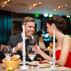 Mumufy 6 Pack Glass Taper Candle Holders Clear Candlestick Holder Fit 0.8 Inch Candles 4'' 6'' 8'' Tall Crystal Decorative Candlestick Stand Centerpiece for Table Wedding Dining Party (Glossy)