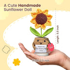 Gossby Handmade Positive Sunflower Doll Crochet with Card - Thank You for Helping Me Grow - Teacher Appreciation Gift from Student - Christmas, Birthday, Graduation, Thank You Gift for Teacher