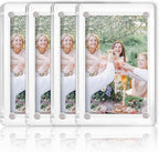 FQEIUO 4 Pack Magnetic Picture Frames for Refrigerator, 4X6 Inch Acrylic Photo Frames, Double Sided Clear Magnet Frame, Suitable for Refrigerator Display, Storage Cabinets, and Message Boards