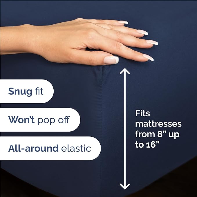 Full Sheets Set 6 Piece - Includes 4 Pillowcases - Bed Sheets Full Size - Soft Hotel Luxury Bedding - Cooling, Comfy, Cozy & Breathable - 1 Flat & 1 Fitted & 4 Pillowcases w/ Deep Pockets - Navy Blue