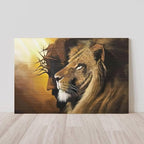 Fantasy Artists Framed Jesus Christ Canvas Wall Art The Lion of Judah Christian Painting Prints Biblical Wall Decor Religious Room Decor for Church Prayer Room Christian Schools Hospitals 24'' x 36''