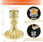 Glass Candlestick Holder,Striped Taper Candle Holders,Set of 6 Candle Stand for Table Centerpieces, Home Decor,Weddings,Festival and Parties (Gold Stripe)