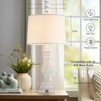 Rustic Dimmable Table Lamps Set of 2 with USB Charging Ports,26.5”Resin Beside Lamps for Living Room,Vintage Farmhouse Nightstand Lamps Traditional French Country Table Lamps for Bedroom