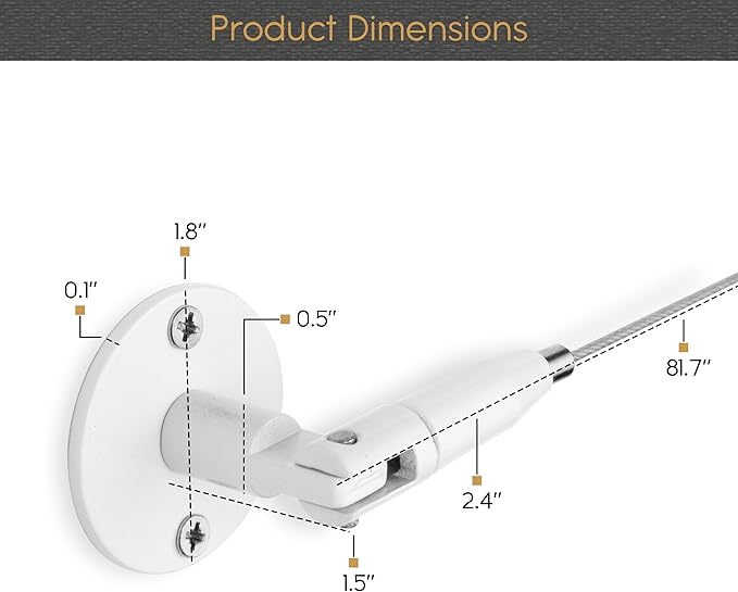 You Have Space TOTART Picture Hanging Kit and Curtain Rod with 18 Clips for Kids Crafts, Artwork, Tapestry, Stainless Steel, White