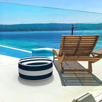 LVTXIII Inflatable Stool Ottoman Footrest with Handle, All Weather Foot Rest, Indoor or Outdoor Use for Home Patio Garden and Camping, D21 x H9, Cabana Navy