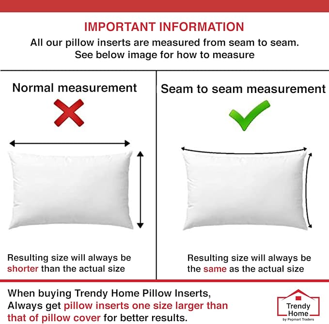 Trendy Home 12x18 Throw Pillow Insert (Pack of 2, White), Bed and Couch Pillows Stuffer Hypoallergenic, Lumbar Support Decorative Home Outdoor Pillow Filler (Non Woven, 2 Pack)