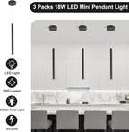 3 Light Mini Pendant Lighting Modern Pendant Light, LED Modern Pendant Light Fixtures Mini Ceiling Hanging Lights for Kitchen Island Dining Room Bar Living Room 6000K 3-Pack Black