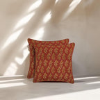 Ridhi Hand Block Print 20x20 Red Decorative Outdoor Couch Throw Canvas Pillow Cover Set of 2 Washable Modern Vintage Boho Chic Spring Home Decor GIFS Cover