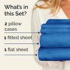 Twin XL Sheets Set 4 Piece - Includes 2 Pillowcases - Bed Sheets Twin XL Size - Soft Hotel Luxury Bedding - Cooling, Comfy & Breathable - 1 Flat & 1 Fitted & 2 Pillowcases w/ Deep Pockets - Royal Blue