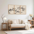 HPNIUB Vintage Sketch Pine Tree Framed Canvas Wall Art Set, Brown Antique Tree Branch Wall Decor, Nature Botanical Art Print, Modern Landscape Pictures for Living Room, Bedroom, Office- 16 x24 x3