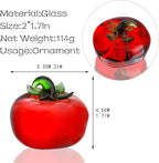 Hand Blown Glass Red Tomato Figurine Crystal Fruit Collectible Figurines Art Glass Miniature Ornament Tabletop Desk Paperweight for Women