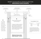 MODE Industrial Room Darkening Collection 1 1/8” diameter Industrial Curtain Rod Set with Steel Wall Mounted Expandable Curtain Rod, Blocks Light, Fits 16” to 32” Windows, Graphite