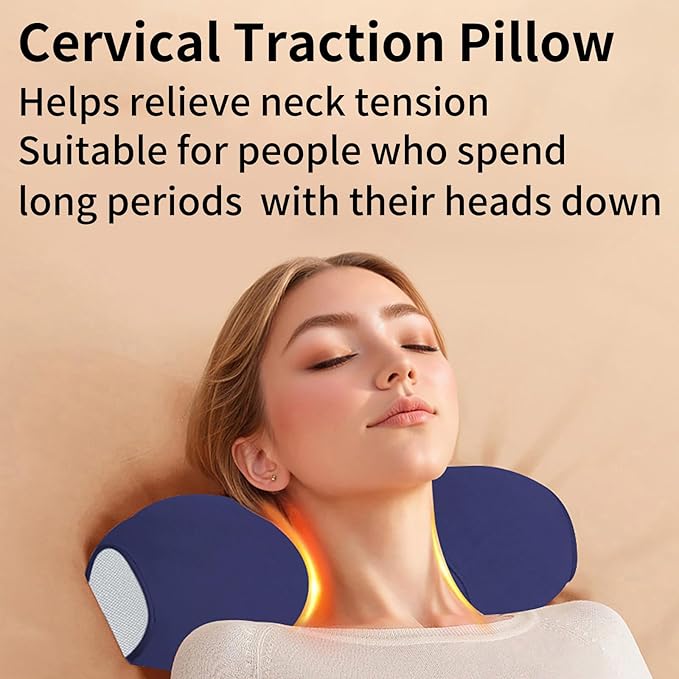 Cervical Neck Pillow: Designed to Help Alleviate Neck discomfort. This Neck Pillow for Sleeping can be Used as a Cervical Traction Device, for Neck Support and Shoulder Relaxation.(Blue)