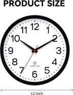 AKCISOT Atomic 12 Inch Wall Clock Analog Clocks for Indoor Kitchen, Battery Operated Clock for Bedroom Office Classroom Living Room(Black)