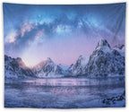 HZOHNAGO Mountain Tapestry Aurora Snow Mountain Sunset Pattern Printed Wall Tapestry Wall Hanging for Bedroom Living Room Dorm 60" W x 50" H