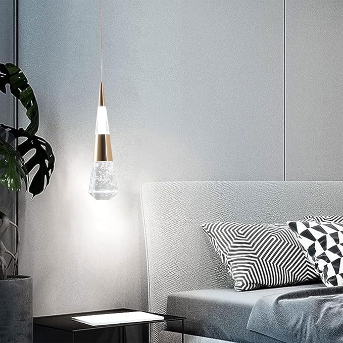 Pendant Light Kitchen Island, Modern Led Pendant Light Kitchen Light Fixture,Luxury Mini Meteor Shower-Style Gold Led Chandelier for Dinning Room, Adjustable Cord Ceiling Hanging