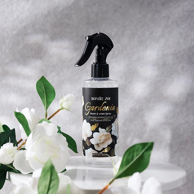 ROMIIE ZOI Linen & Room Air Freshener Spray Room Mist, with Natural Plant Extract, Gardenia Scent, 8.5 FL OZ.