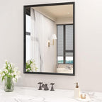 30x36 Inch Bathroom Mirror, Matte Black Framed Rectangle, 4MM Tempered Glass, Anti-Rust, Wall-Mounted Vanity Mirror for Bathroom & Bedroom - Hangs Horizontally or Vertically