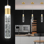 Gold Pendant Light Crystal Pendant Light Fixtures for Kitchen Island Lighting 3000k-6000k LED Modern Adjustable Chandelier Hanging Bubble Pendant Lighting (1Pack)