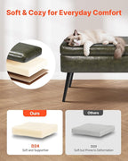 VEVOR Leather Storage Ottoman Bench, PU Leather Bench with Storage and Metal Legs, Modern Shoe Benches Seat for Entryway, Upholstered End of Bed Benches for Living Room, Dining Room, Hallway, Green