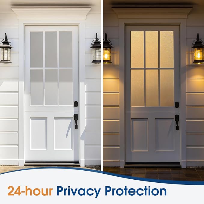 Homein Frosted Glass Window Privacy Film with Tools UV Blocking Privacy Film for Glass Windows, Static Cling No Glue Removable Reusable Anti Glare for Home Day and Night, Pure 17.5x157.4 inch