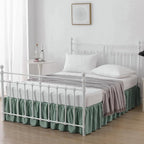 Bed Skirt King Size Ruffled Bed Skirts with Split Corners,14 Inch Drop Dust Ruffle Bed Skirt with Platform, King, 14 Inch, Sage Green
