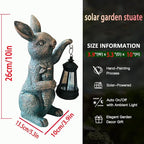 Solar Garden Statues -Rabbit Lantern Outdoor Handmade Resin Statue with LED Light, Cute Carrot Holder for Patio, Yard, Gift Ideas (rabbit2)