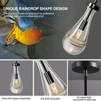 Modern Raindrop Pendant Lights Set of 2, Bronze Pendant Lights Kitchen Island, Black Pendant Light Island Lights for Kitchen Chandeliers for Living Room Bathroom Bedroom Hallway,Bulb Included
