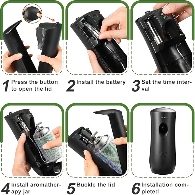 12 Pack Automatic Air Freshener Spray Dispenser,Wall Mounted or Free Standing Auto Freshener Dispenser Aerosol Sprayer for Hotel Office Living Room Bathroom Commercial Place,Black