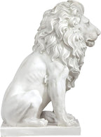 Design Toscano Lion of Florence Sentinel Indoor/Outdoor Animal Statue, 28 Inch Tall, Cast Stone Resin, Antique Stone Finish